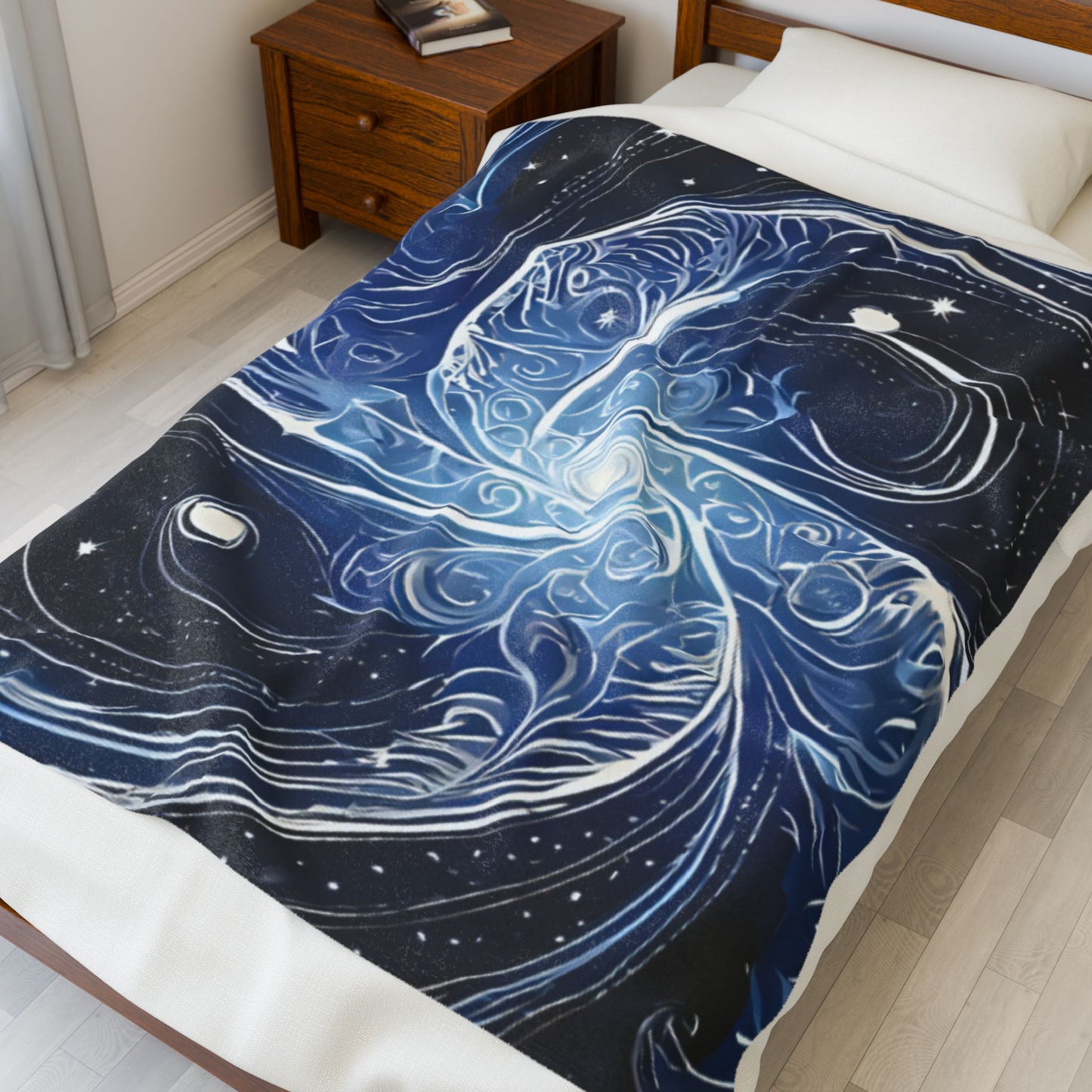 Blue Cosmic Velveteen Plush Blanket