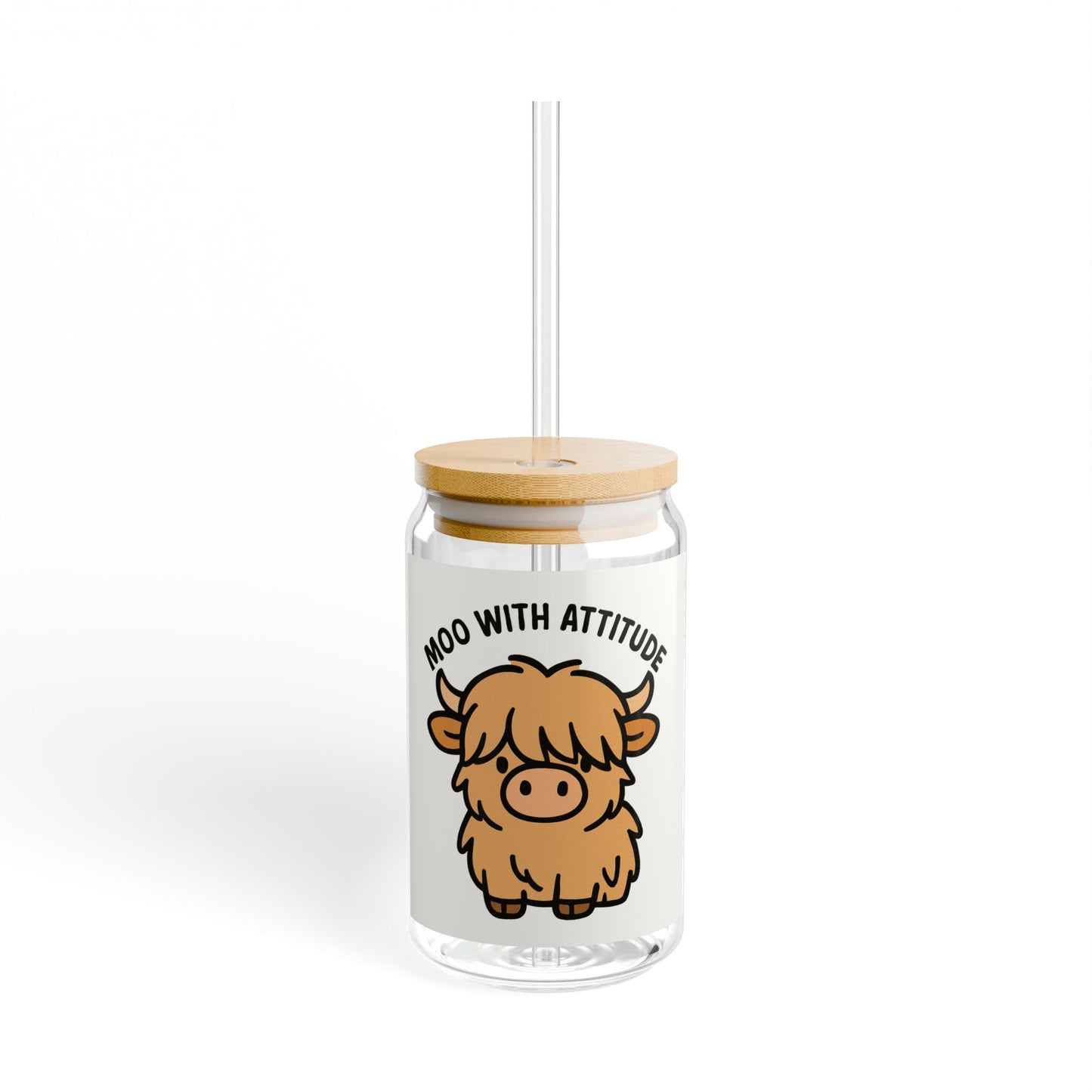 Moo With Attitude Sipper Glass, 16oz