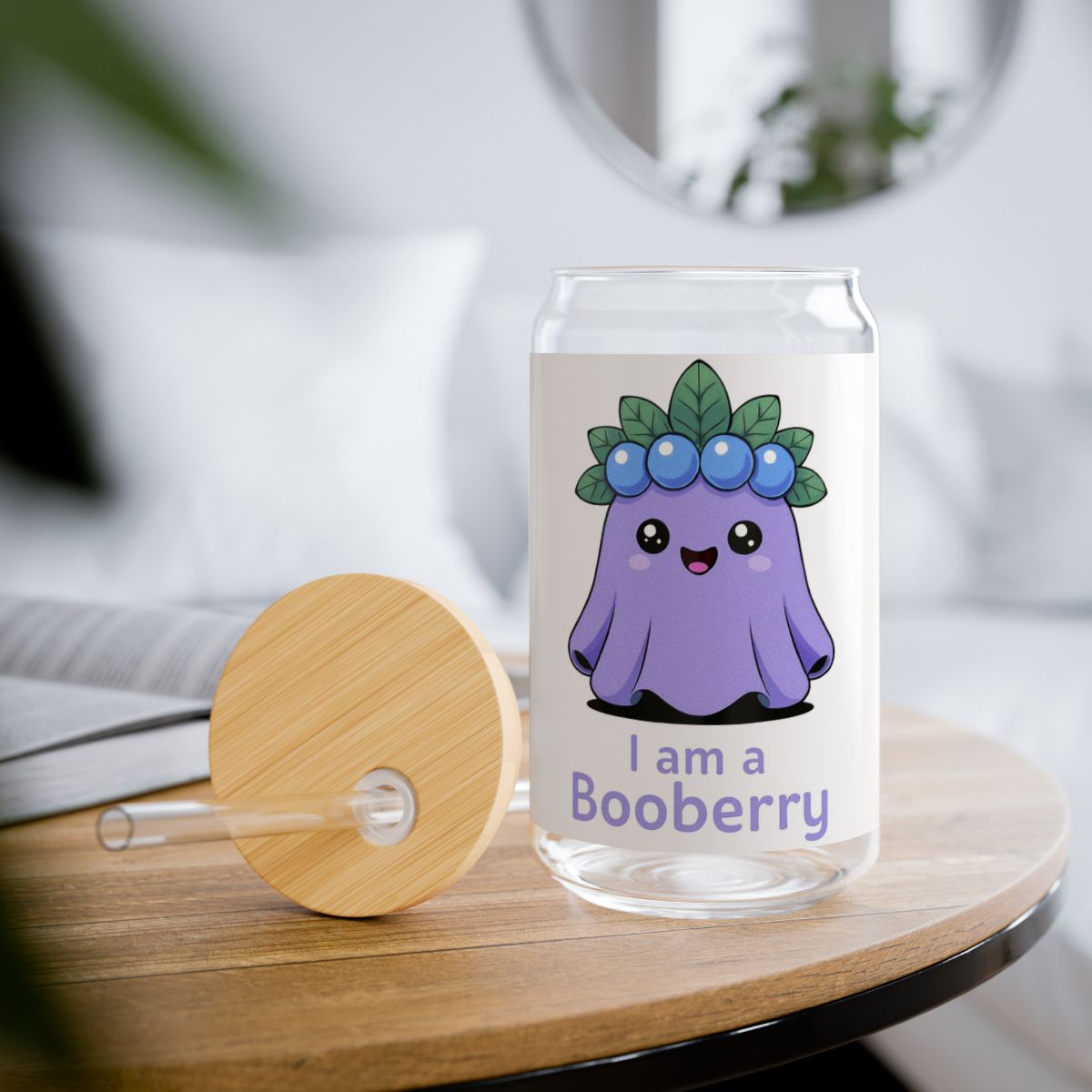 Cute Booberry Sipper Glass, 16oz