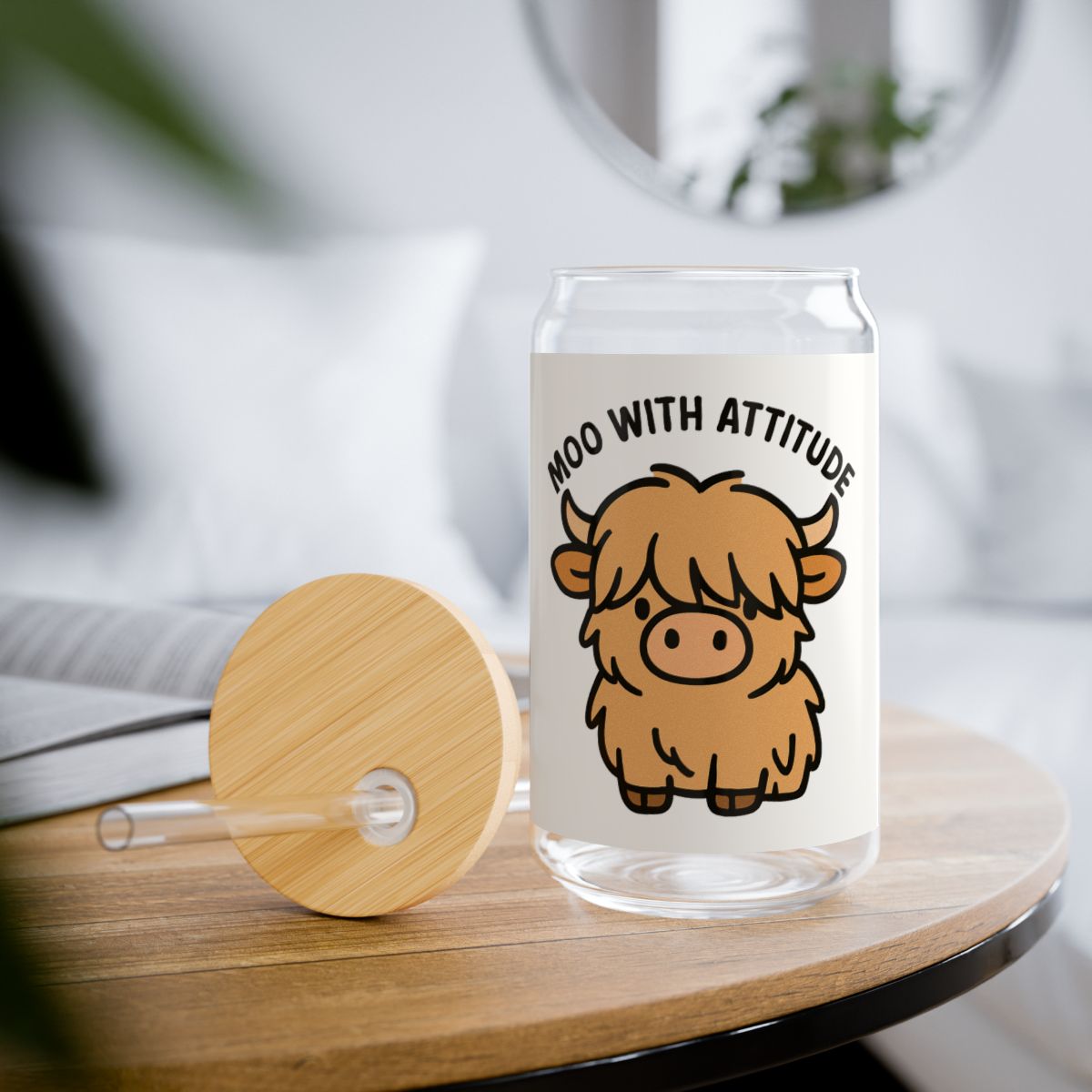 Moo With Attitude Sipper Glass, 16oz