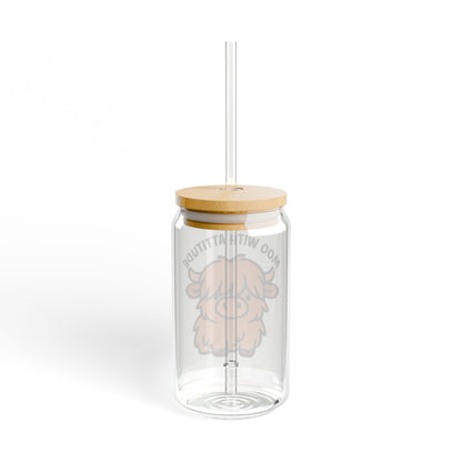 Moo With Attitude Sipper Glass, 16oz