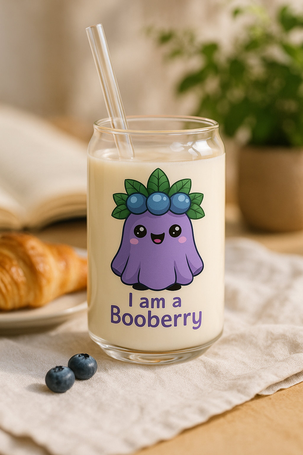 Cute Booberry Sipper Glass, 16oz